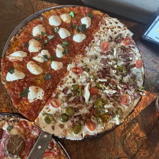 Margarita pizza and Fire on the Mountain.