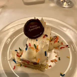 a piece of cake on a plate