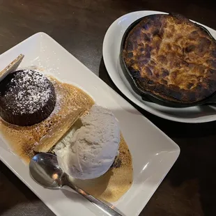 s'mores soufflé and strawberry shortcake skillet cookie.