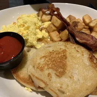 Breakfast platter with English muffin