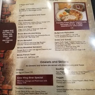 a menu for a restaurant