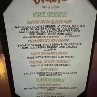 menu
