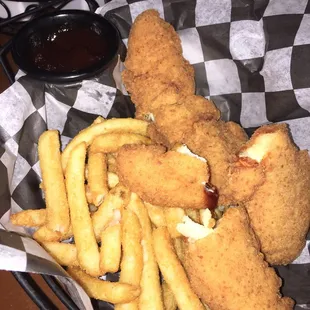 Chicken tenders with bbq sauce instead of honey mustard