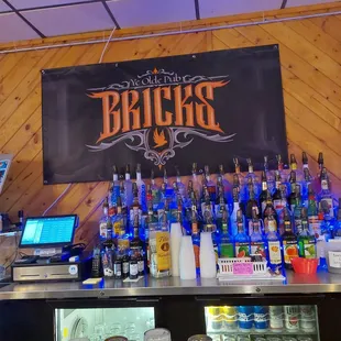 bottles of alcohol on the bar