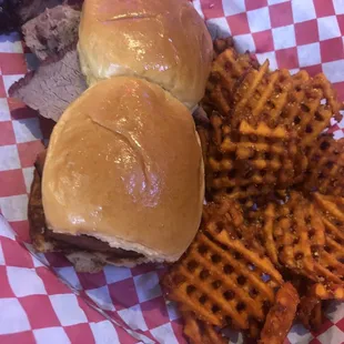 Sliders and sweet potato fries