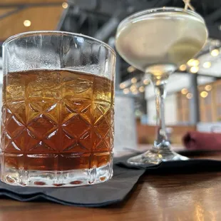 Mark made us the smoked manhattan and a dirty martini.