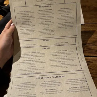 Part 1 of the menu.