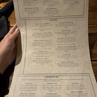 Part 2 of the menu.