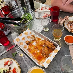 What was left of the honey sriracha wings!