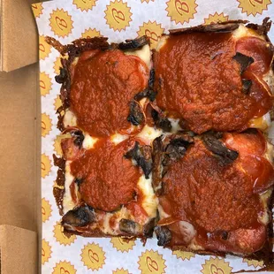 Pepperoni and mushroom pizza