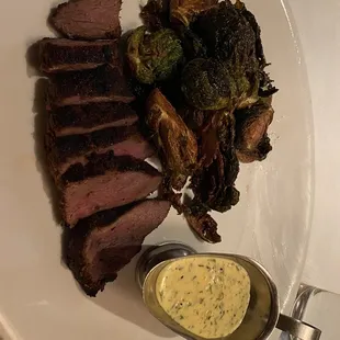 Steak frites (subbed crispy brussels)