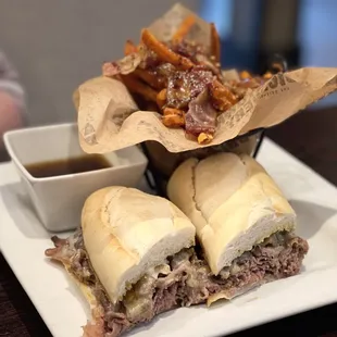 Beef French dip and fancy sweet potato fries