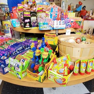 a variety of candy in a store
