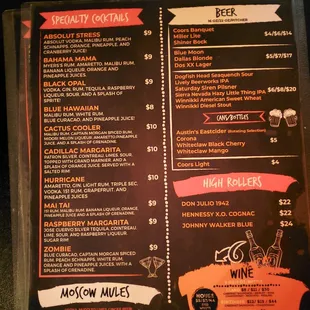 the menu