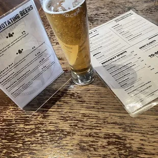 Beer menu with seasonal specials