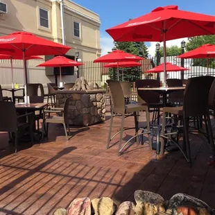 tables and umbrellas