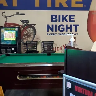 Pool table just to the left of main entrance