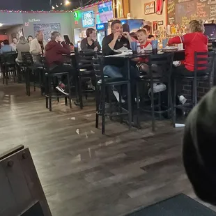 Tables up against the bar