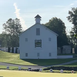 The barn across from the practice green