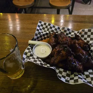 Bourbon Wings and a Spotted Cow