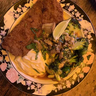 Veal Schnitzel with Cauliflower Pure