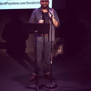 Parag S Gohel performing for Wordplay, a reoccurring  night of storytelling that is part This American Life, part stand-up comedy.