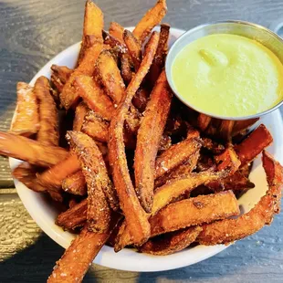 Had these yummy Sweet Potato Fries with a jalapeño aioli