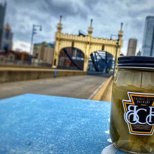 Bridge City Brinery's Fermented Smithfield Sour Dill pickles on the Smithfield Bridge