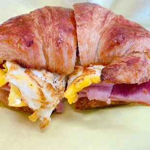 Ham, Egg and Cheese Croissant Sandwich