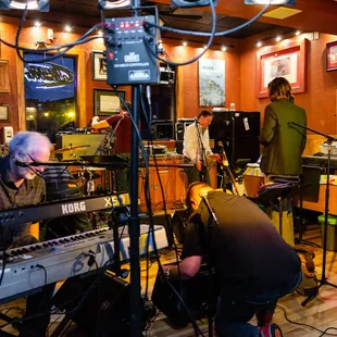 a band playing in a music studio
