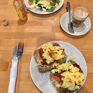 two plates of food on a table