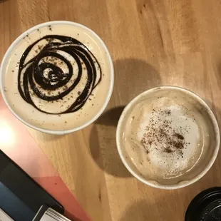 Hubby's spaceship latte on the left and my honey and cinnamon latte on the right.. they were so creamy and delicious!