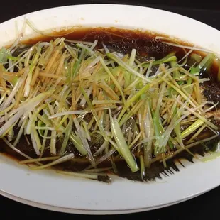 Steamed Whole Flounder with Ginger and scallion