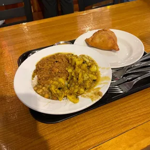 two plates of food on a table