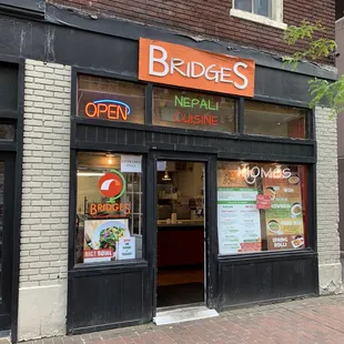 the entrance to the restaurant