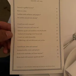 menu