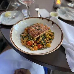 Grilled Atlantic Salmon with Fresh Herb Crema