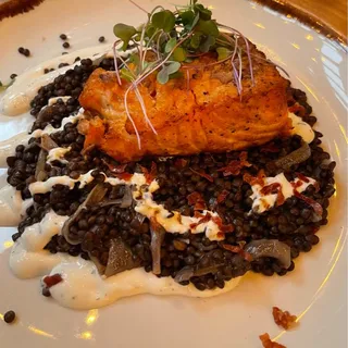 Grilled Atlantic Salmon with Fresh Herb Crema