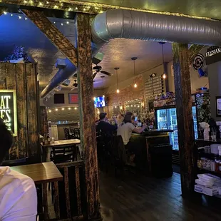 Inside, bar area is at the front