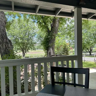 Outdoor dining overlooks the farm