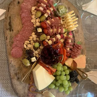 Complimentary charcuterie board with the wine tasting