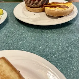 Basic burger with cheese and bacon, well done