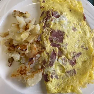 Corn beef omelette