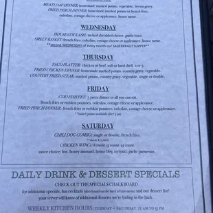 Daily specials