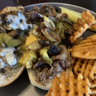 Steak hogie (substitute waffle fries)