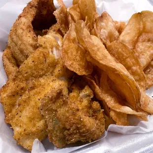 Perch Special with house-made pub chips