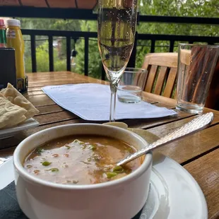 Green chili, bubbly and a view!