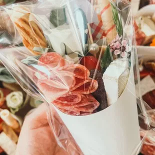 Individual Charcuterie Cups (stickers can be customized to your company's logo or special event)