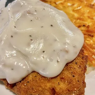 Chicken fried steak &amp; hash browns