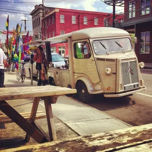 a coffee truck parked on the side of the road